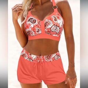 ROSEWE 2PC CORAL PAISLEY SWIM SUIT